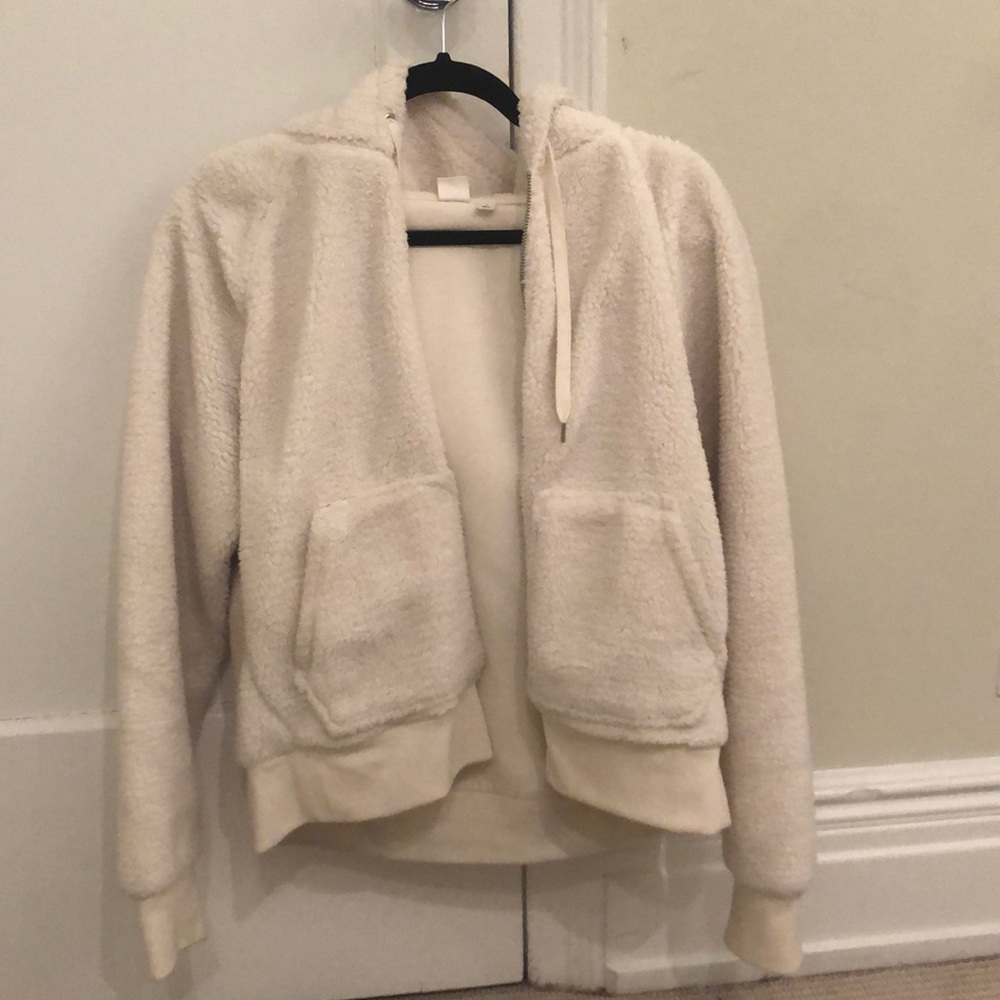 MUST GO white fuzzy hoodie